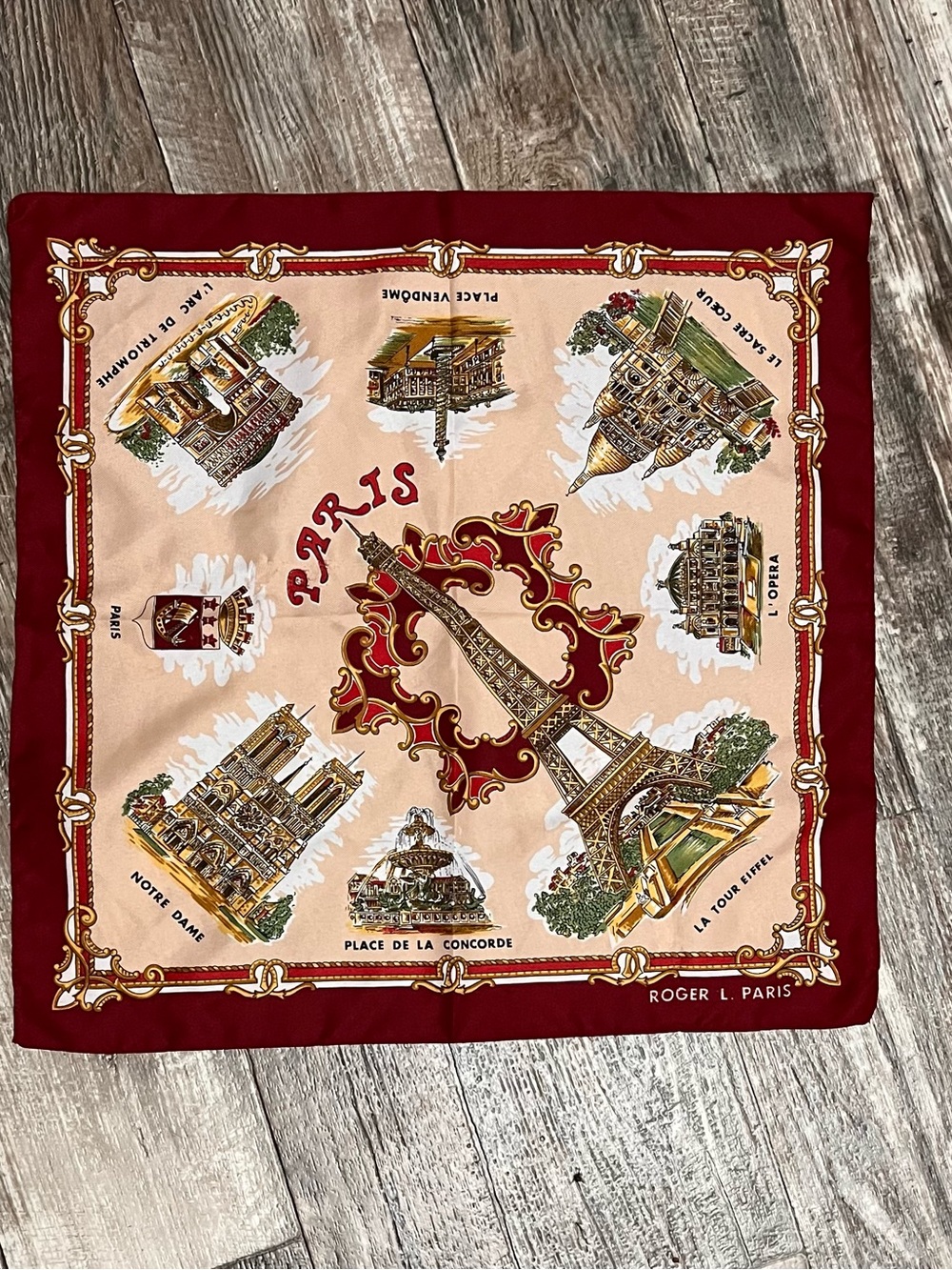 Roger L. Paris Eiffel Tower Scarf - Red & Beige